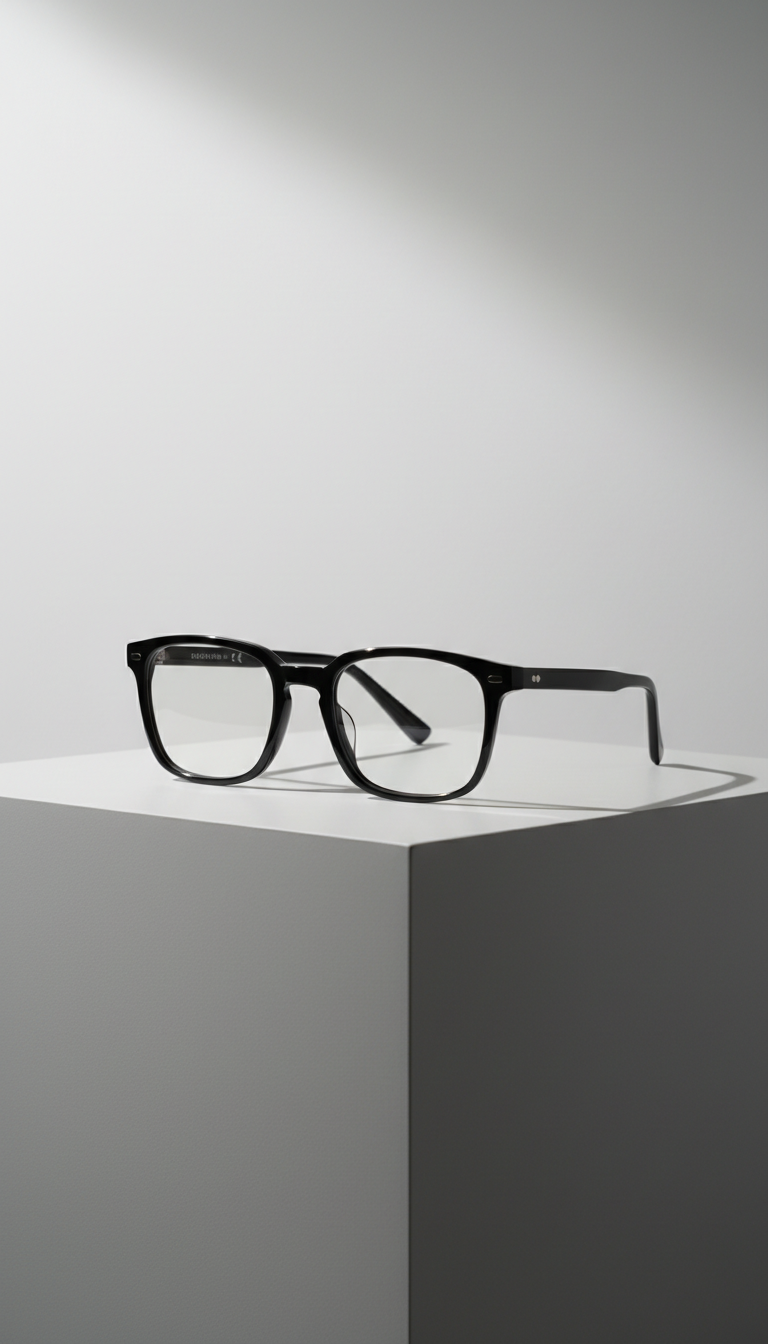 Quadratische Brille aus schwarzem Acetat