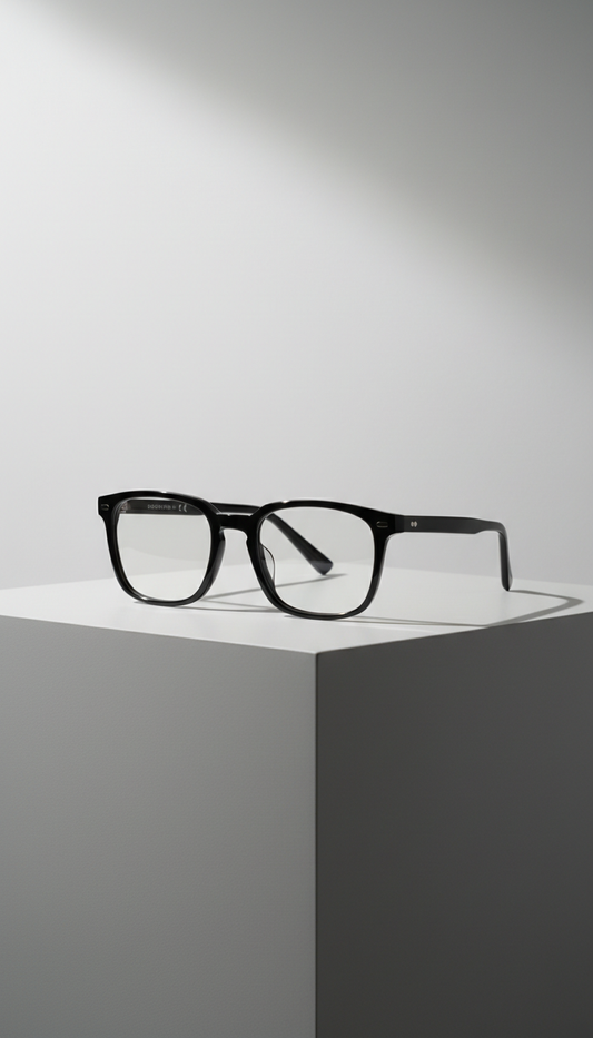Quadratische Brille aus schwarzem Acetat