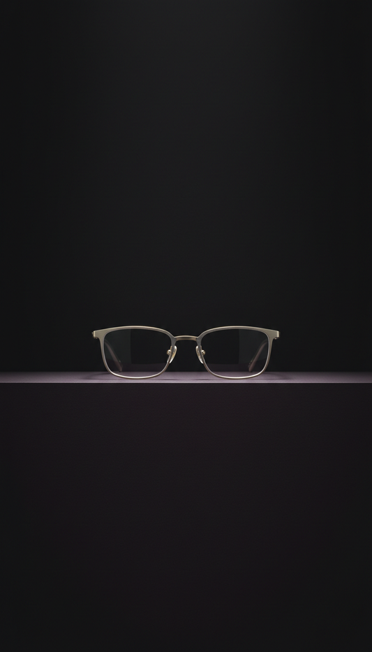 Eckige Brille aus Porzellan-Mist-Titan